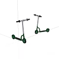 Two Green Kids Scooters With Silver Handlebar And Black Wheels For Outdoor Use