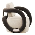 Stylish Modern Single Sofa With Beige Upholstery And Curved Black Arms Design