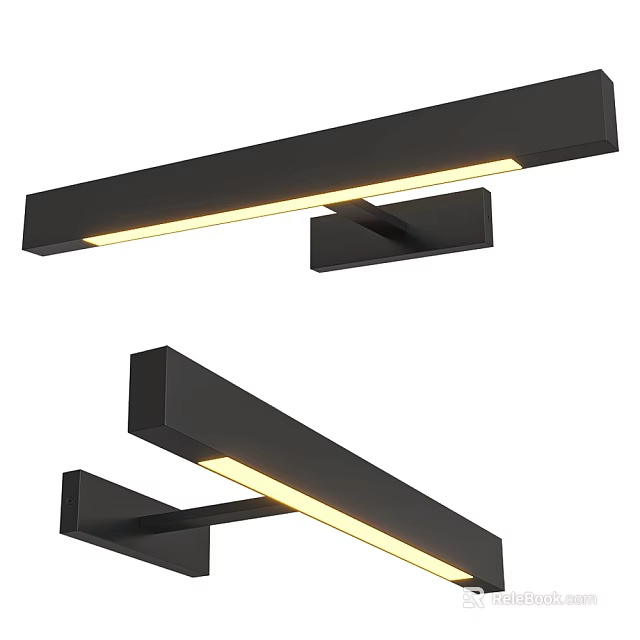 Modern Black Elongated Wall Sconce With LED Light Strip And Minimalist Design 3d model 