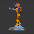 Woman Action Figure With Red Hair Blue And Orange Outfit On Ice Like Base