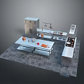 Kitchen Household Items With Stainless Steel Appliances Workbench And Cooking Tools