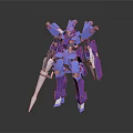 Blue And Purple Mecha Game Movie Character With Spear Weapon And Mechanical Armor Design