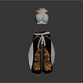 White Crisscross Design Top With Golden Trim And Gray Pants Orange Patterns White Orange Belt Side Sheer Panels