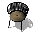 Black Frame Modern Leisure Chair With Woven Backrest Brown Seat And Curved Armrests