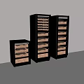 Three Different Sizes Modern Wine Coolers With Transparent Glass Doors And Internal Wine Racks