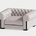 Elegant Beige Tufted Single Seater Sofa With Black Legs And Velvet Upholstery