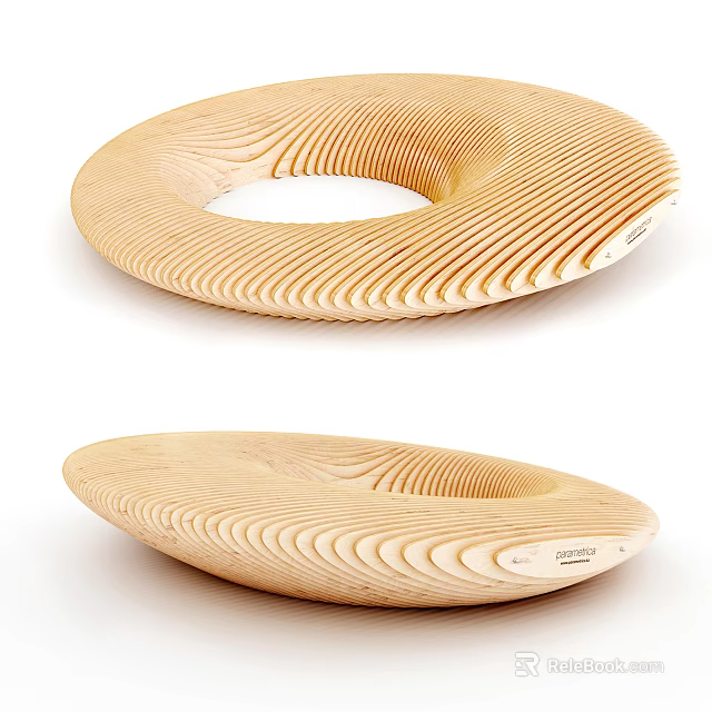 Wooden Outdoor Chair With Wave Pattern Natural Finish Modern Design Garden Patio 3d model 