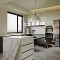 Modern Open Living Dining Area White Interior With Orange Chair Sofa Coffee Table TV Blinds