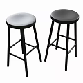 Black Bar Stools With Round Seat And Metal Frame Set Of Two