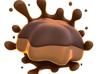 Chocolate Sauce Splashing Over Creamy Brown Caramel Layer Sweet Dessert Treat 3d model