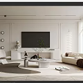 Modern Living Room Interior With Gray Sofa Decorative Artwork And Wooden Coffee Table
