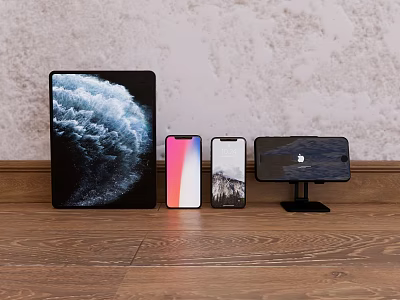 Latest Mobile Digital Display Setup Featuring Tablet And Multiple Smartphones 3d model