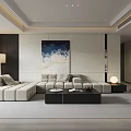 Modern Living And Dining Area Interior With Open Concept Large Windows City View Sofa Fireplace
