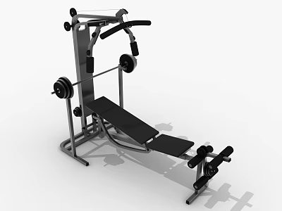Multifunctional Home Gym Sports Equipment With Weight Bench Barbell And Workout Handles 3d model