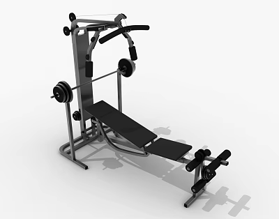 Multifunctional Home Gym Sports Equipment With Weight Bench Barbell And Workout Handles 3d model