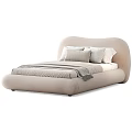 Modern Curved Headboard Bed With Soft Pillows And Neutral Tones Bedding Design