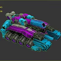 Pink And Blue Sci Fi Tank With Mechanical Tracks And 3D Structure Design 3d model