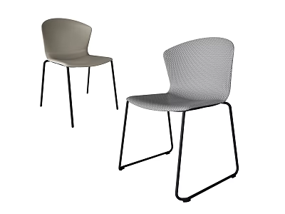 Modern Gray Office Chair With Mesh Back And Black Metal Legs Design 3d model