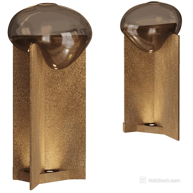 Modern Wall Mounted Brass Lamps With Frosted Glass Shade And Soft Downward Lighting 3d model 