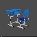 Blue Kids Plastic Desk with Slatted Chair and Drawer Stable Base Design