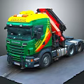 Scania Heavy Duty Truck With Crane And Colorful Body Design