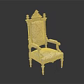 Classic Leisure Chair With Ornate Carved Frame And Floral Pattern Upholstery