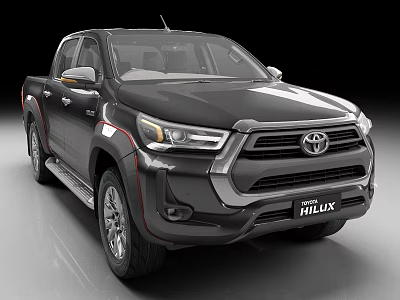 Toyota Hilux Black Pickup Truck With Sleek Exterior Design And Alloy Wheels 3d model
