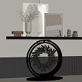 Modern Entryway Console Table With Artistic Base Decorative Vase And Dried Plants 3d model