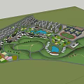 Residential Community Planning Featuring Multiple Buildings Green Areas Parks And Roads