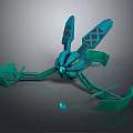 Futuristic Teal Mechanical Device With Multi Limbed Structure And Glowing Core 3d model