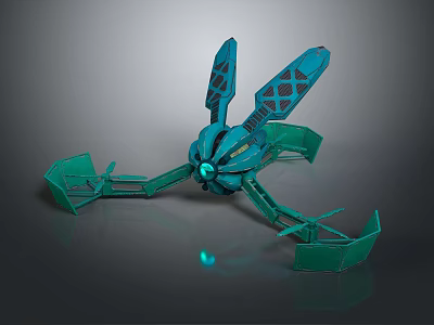 Futuristic Teal Mechanical Device With Multi Limbed Structure And Glowing Core 3d model