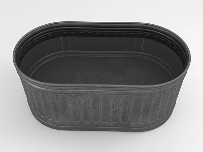 Black Oval Metal Garden Planter With Vertical Stripes For Outdoor Gardening 3d model