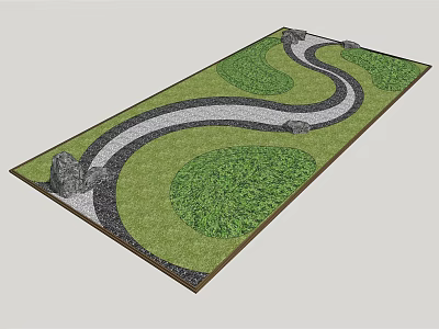 Charming Garden Feature With Winding Stone Path And Lush Green Lawn 3d model