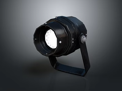 Contemporary Black Spotlight Lighting Combination With Metal Stand And Bright Illuminated Bulb 3d model
