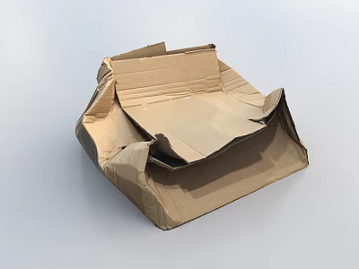 Brown Cardboard Carton Box With Folded Edges And Open Top Structure 3d model