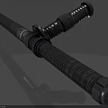 Double Handle Weapon with Textured Grips Long Blade and Metal Construction