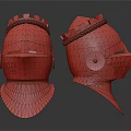 Medieval Knight Helmets With Red White Rope Trim And Metallic Finish Pair