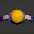 Yellow Armored 3D Character With Blue Helmet Red Belt And Claw Weapons