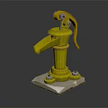 Vibrant Yellow Manual Water Pump With Sturdy White Base And Metal Parts