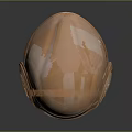 Shiny Copper Colored Helmet With Transparent Visor And Stylish Ear Cups Design Details