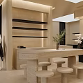 Minimalist Modern Clothing Store Interior With Beige Walls Hanging Racks Black Furniture And Plant Decor
