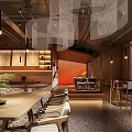 Cozy Teahouse Interior With Seating And Panoramic Sunset Window
