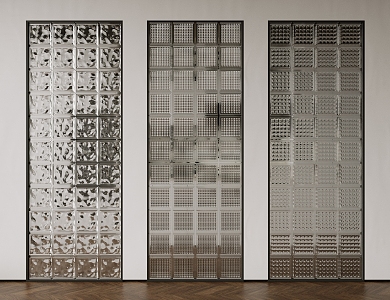 Modern Glass Tile Partition Glass Wall Art Glass Partition Glass Screen Transparent Tile 3d model