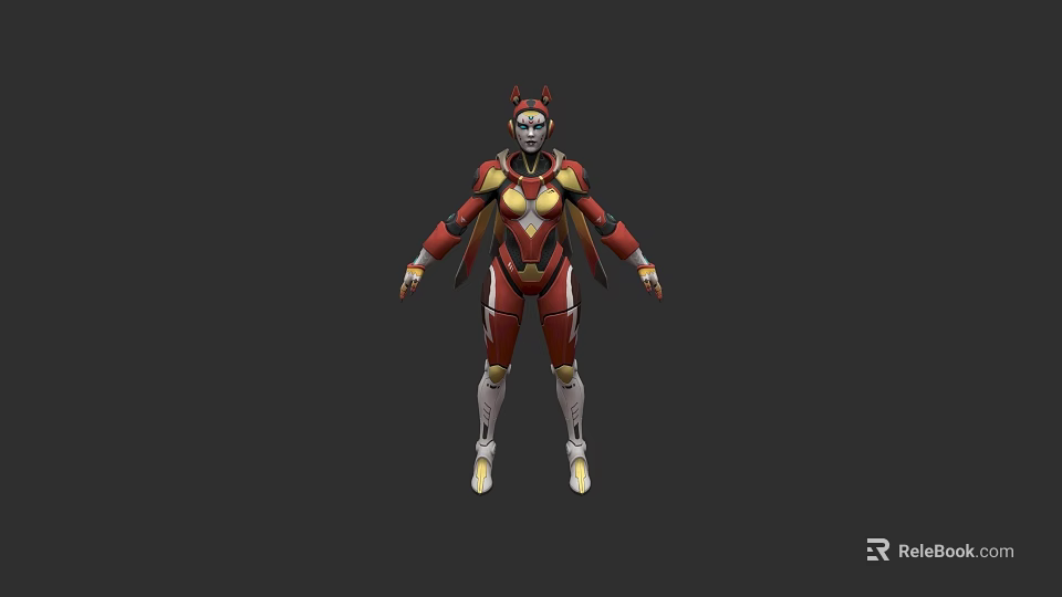 Game And Movie Character In Red And Yellow Armored Suit With Helmet 3d model 