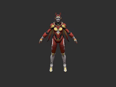 Game And Movie Character In Red And Yellow Armored Suit With Helmet 3d model