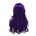 Purple Long Wavy Hair on Feminine Head Silhouette Showcasing Elegant Soft Curves