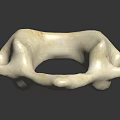 White Irregular Shaped Sculptural Object With Central Circular Hole And Side Openings On Black Surface 3d model
