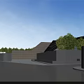 Modern Curved Museum Building Featuring Wooden Exterior Evening Lighting And Water Features Surrounded By Trees