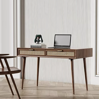 Nordic Desk and Chair Solid Wood Desk and Chair 3d model