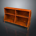 Modern Orange Open Bookshelf with Four Compartments Simple Design and Slim Wooden Legs
